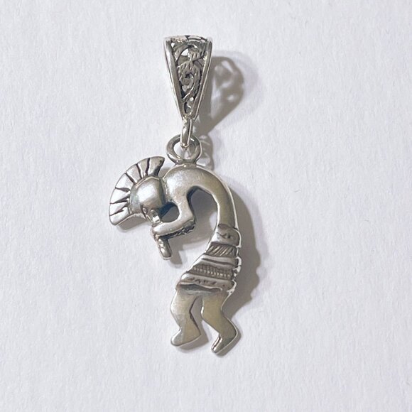 Sterling Silver Kokopelli Pendant With Intricate Tribal Design - Picture 1 of 7